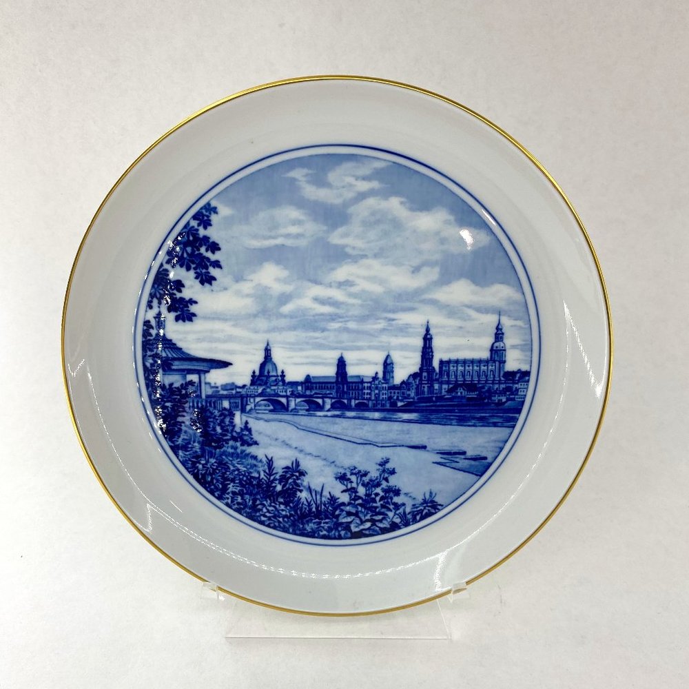RARE Meissen Canaletto View of Dresden's Old Town and Augustusbrücke Bridge